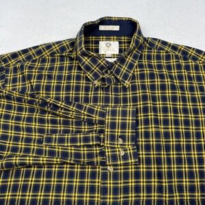 Viyella Shirt Mens XL Blue Yellow Plaid Flannel Long Sleeve Button Down Casual